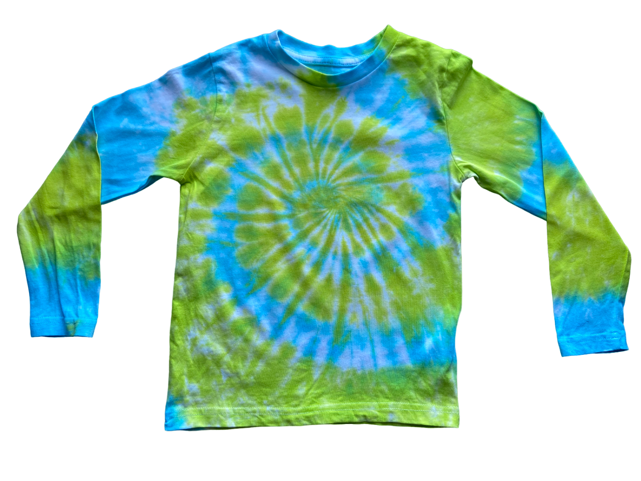 Lime and Blue Spiral Tie Dye T-Shirt, Adult, Youth, Unisex, XS, S, M, L, XL, 2XL, 3XL, 4XL, 5XL, Dyed in the UK, Gift