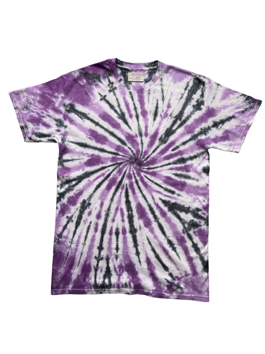 Purple and Black Spiral Tie Dye T-Shirt, Adult, Youth, Unisex, XS, S, M, L, XL, 2XL, 3XL, 4XL, 5XL, Dyed in the UK, Gift