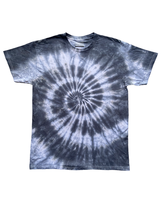 Black 2 Tone Spiral Tie Dye T-Shirt, Adult, Youth, Unisex XS, S, M, L, XL, 2XL, 3XL, 4XL, 5XL, Dyed in the UK, Gift