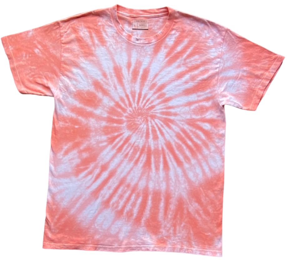 Peach 2 Tone Spiral Tie Dye T-Shirt, Adult, Youth, Unisex, XS, S, M, L, XL, 2XL, 3XL, 4XL, 5XL, Dyed in the UK, Gift