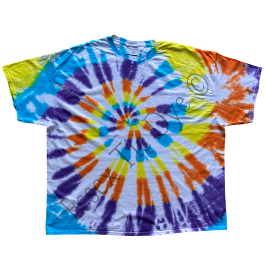 Bright Spiral Tie Dye T-Shirt, Adult, Youth, Unisex, XS, S, M, L, XL, 2XL, 3XL, 4XL, 5XL, Dyed in the UK, Gift