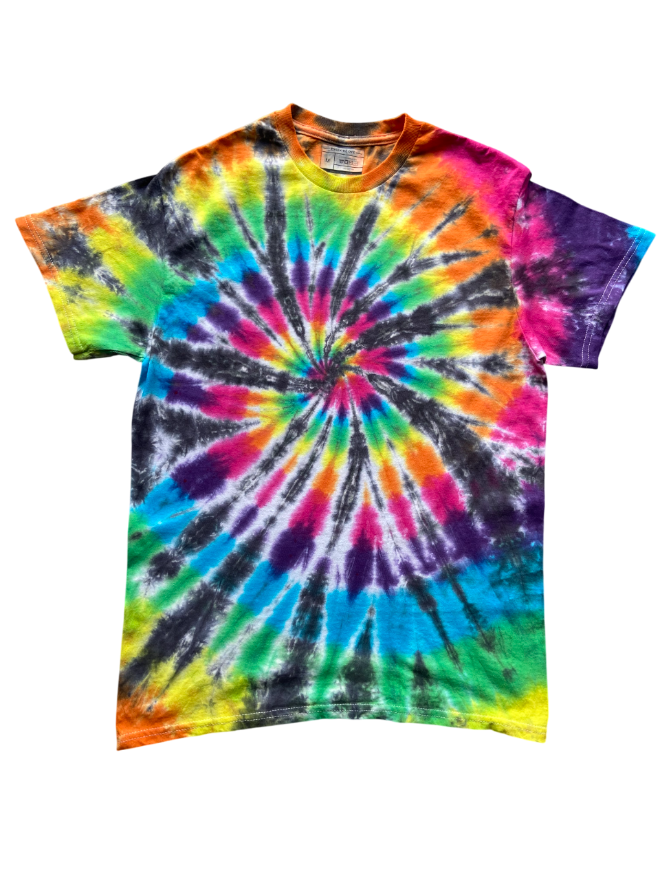 Classic Spiral with Black Tie Dye T-Shirt , Adult, Youth, Unisex, XS, S, M, L, XL, 2XL, 3XL, 4XL, 5XL, Dyed in the UK, Gift