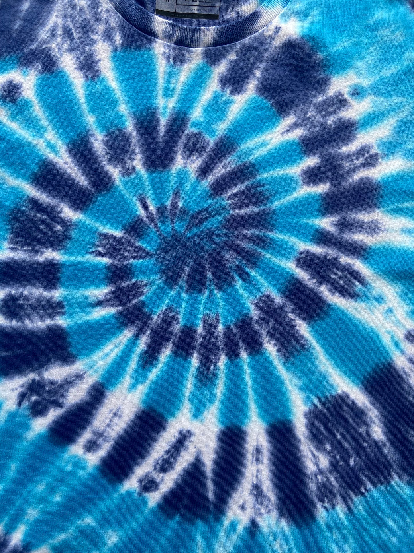 Blue Spiral Tie Dye T-Shirt, Adult, Youth, Unisex, XS, S, M, L, XL, 2XL, 3XL, 4XL, 5XL, Dyed in the UK, Gift