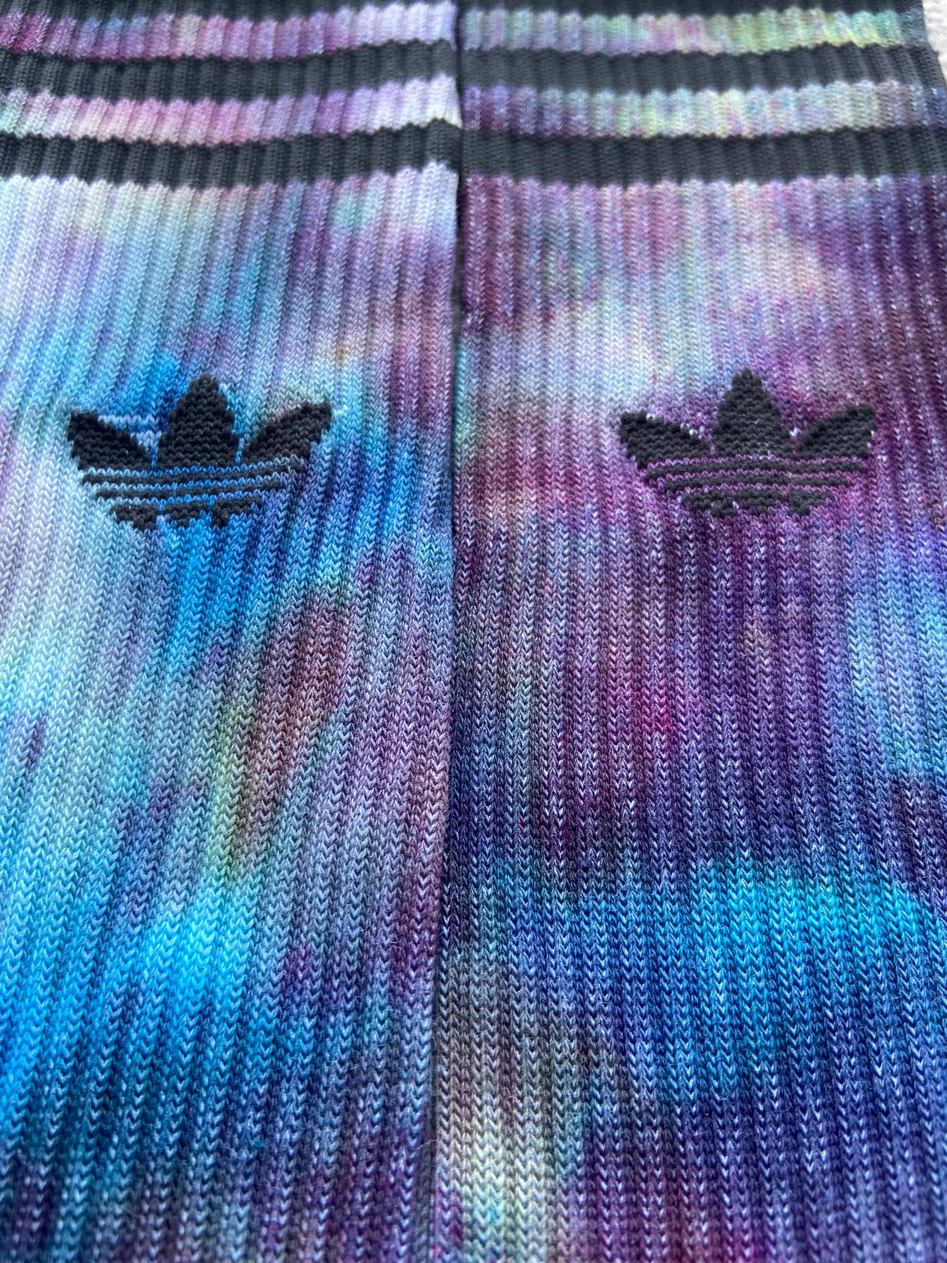 The Alchemist Ice Tie Dye Adidas High Crew Socks, One Pair, Solid Colour, Unisex, Adidas Originals, Dyed in the UK, Gift