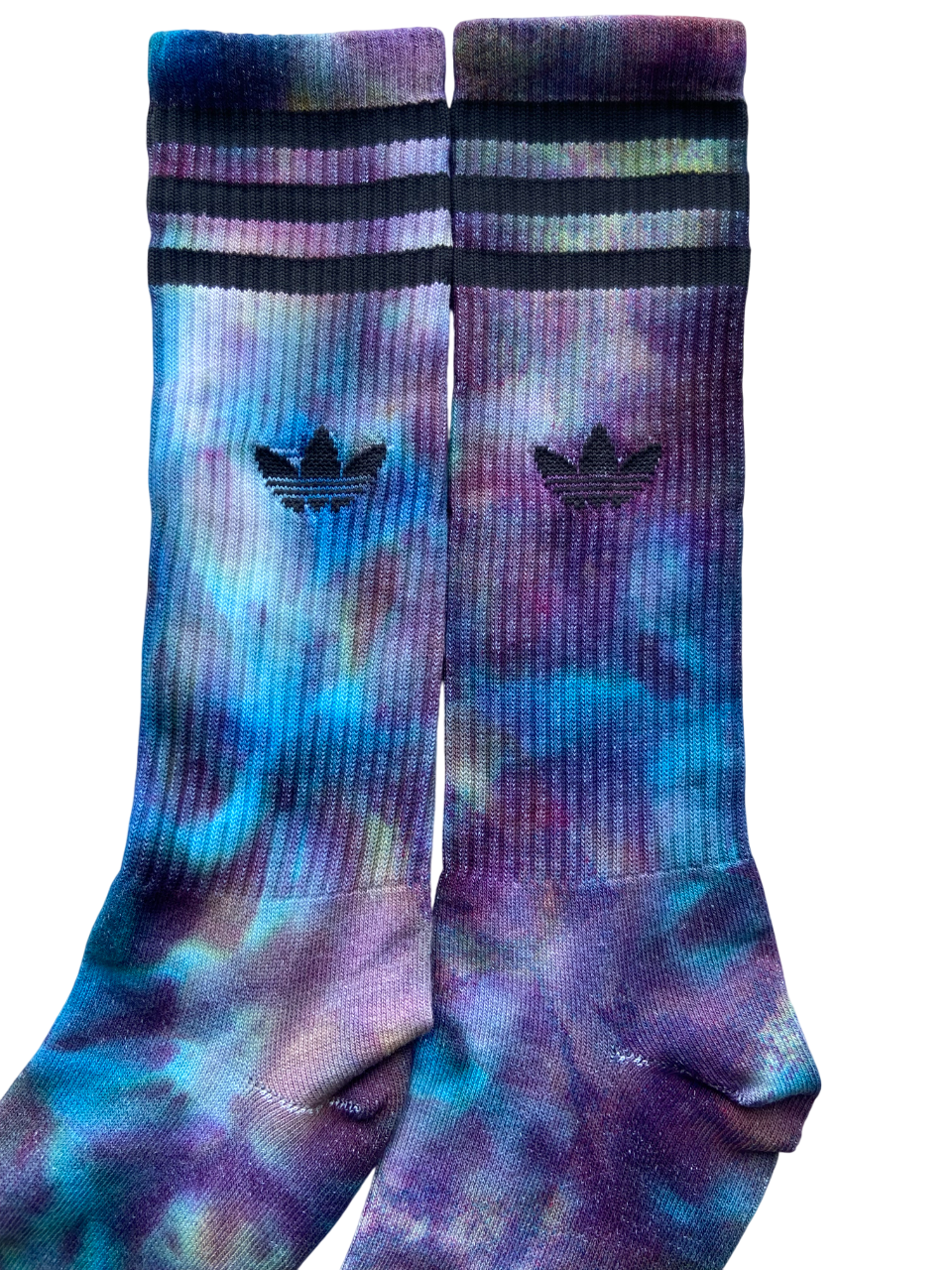 The Alchemist Ice Tie Dye Adidas High Crew Socks, One Pair, Solid Colour, Unisex, Adidas Originals, Dyed in the UK, Gift