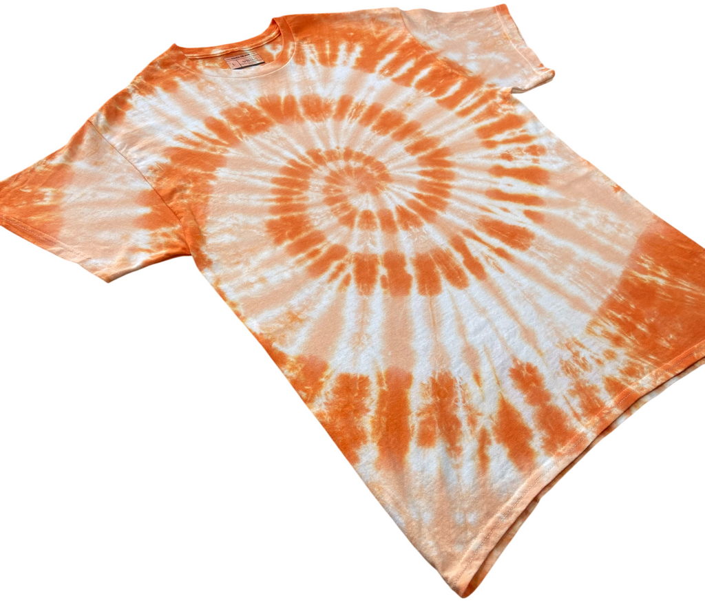 Orange Crush 2Tone Spiral Tie Dye T-Shirt, Adult, Youth, Unisex XS - 5XL, Long Sleeve, V-Neck, Handmade to Order, Dyed in the UK, Unique