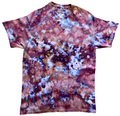 Tie-dye t-shirt with a multicolor pattern on a white background