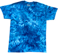 Electric Blue Ice Scrunch tie dye T-shirt in vivid electric blue, turquoise and deep blue tones, individually hand dyed in the UK.