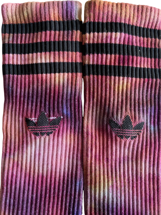 Warrior Princess Ice Tie Dye Adidas High Crew Socks, One Pair, Solid Colour, Unisex, Adidas Originals, Dyed in the UK, Gift