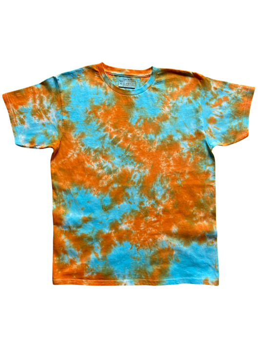 Ocean Flames Scrunch Tie Dye T-Shirt, Adult, Youth, Unisex, XS, S, M, L, XL, 2XL, 3XL, 4XL, 5XL, Dyed in the UK, Gift