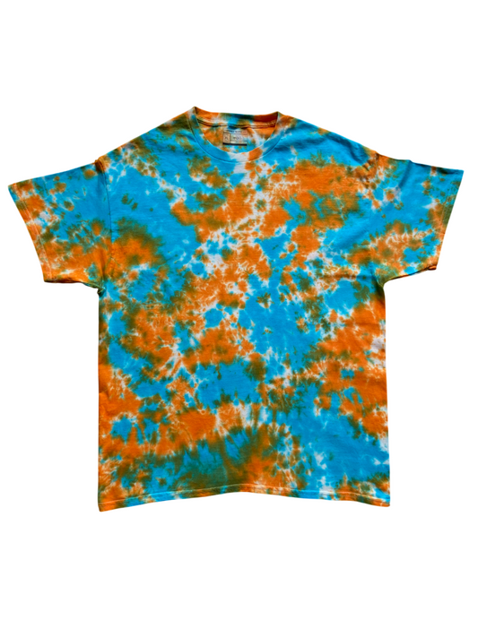 Fire vs Water Scrunch Tie Dye T-Shirt, Adult, Youth, Unisex, XS, S, M, L, XL, 2XL, 3XL, 4XL, 5XL, Dyed in the UK, Gift, Handmade to order