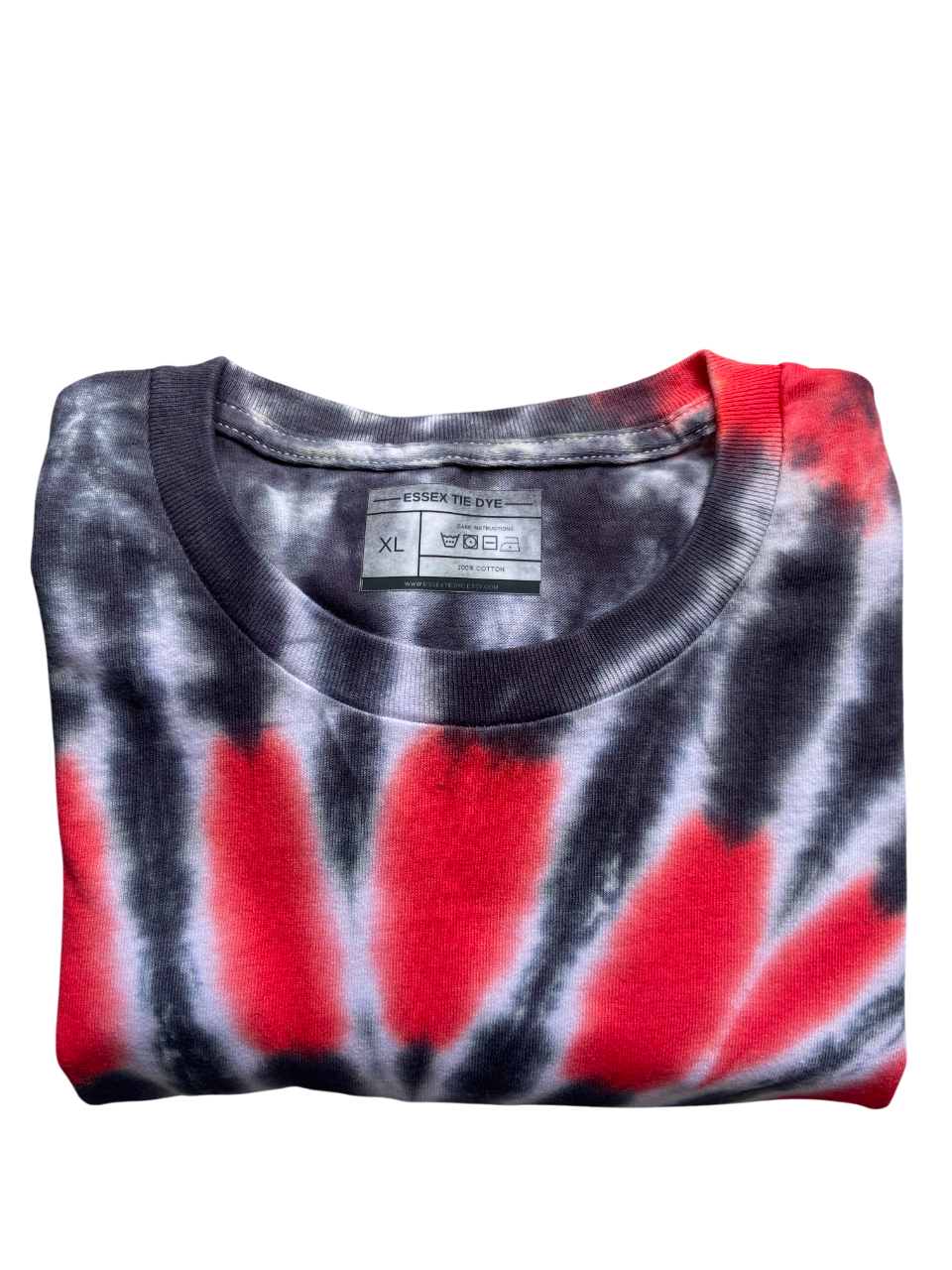 Red and Black Spiral and Swirl Tie Dye T-Shirt, Adult, Youth, Unisex, XS, S, M, L, XL, 2XL, 3XL, 4XL, 5XL, Dyed in the UK, Gift