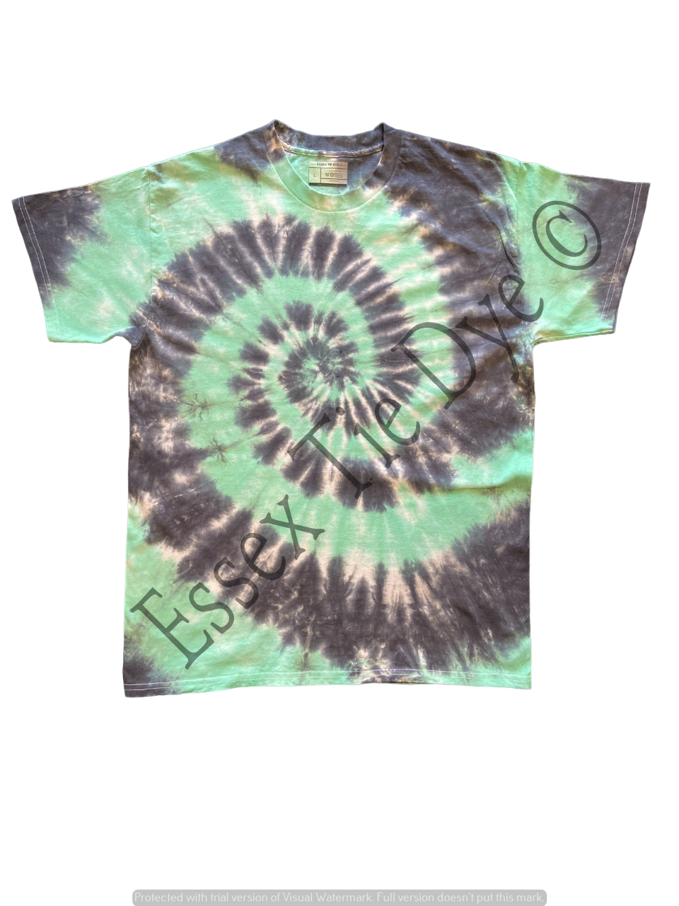 Light Green and Black Spiral Tie Dye