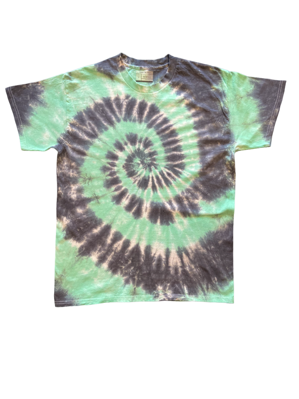 Light Green and Black Spiral Tie Dye T-Shirt, Adult, Youth, Unisex, XS, S, M, L, XL, 2XL, 3XL, 4XL, 5XL, Dyed in the UK, Gift