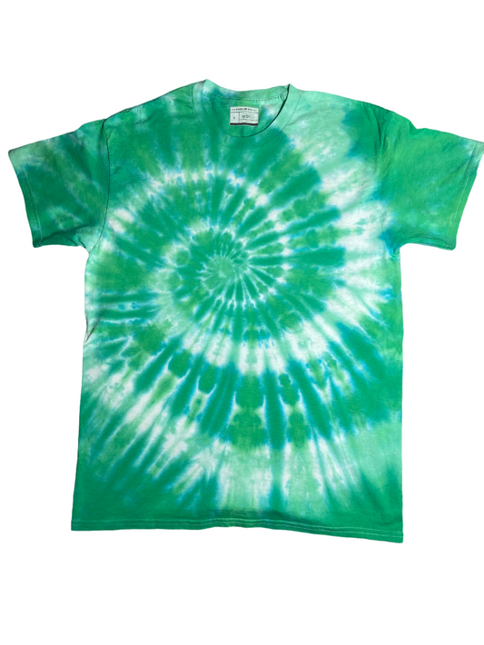 Bright Green 2 Tone Spiral Tie Dye T-Shirt, Adult, Youth, Unisex XS, S, M, L, XL, 2XL, 3XL, 4XL, 5XL, Dyed in the UK, Gift