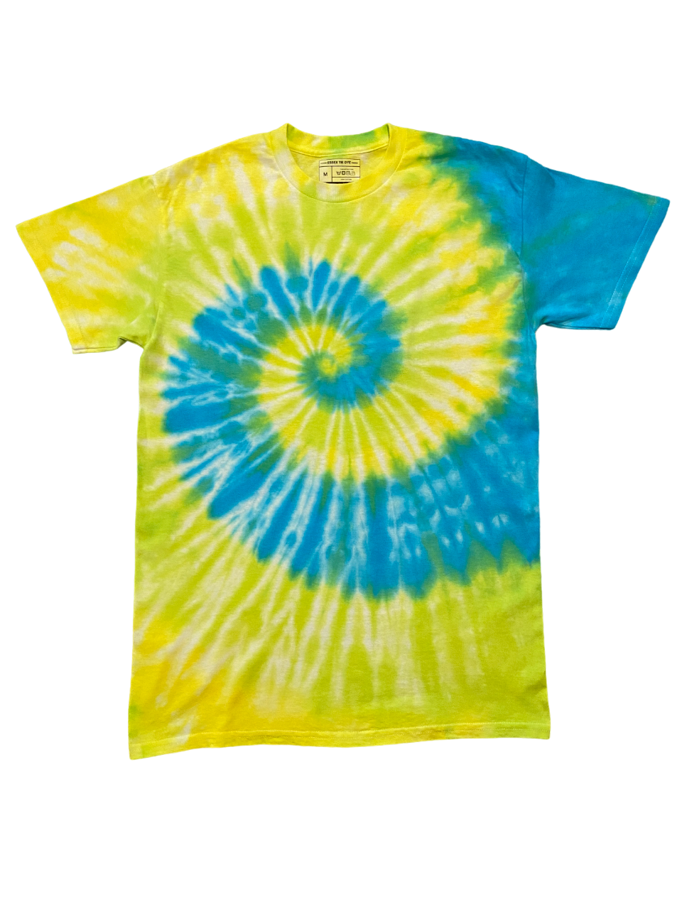 Lime, Yellow and Blue Spiral Tie Dye T-Shirt, Adult, Youth, Unisex, XS, S, M, L, XL, 2XL, 3XL, 4XL, 5XL, Dyed in the UK, Gift