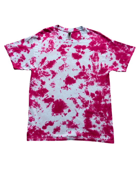 Fuchsia Red Scrunch Tie Dye T-Shirt, Adult, Youth,Unisex, XS, S, M, L, XL, 2XL, 3XL, 4XL, 5XL, Dyed in the UK, Gift